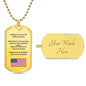 Hawaiian Thank You Military Veteran Dog Tag Necklace