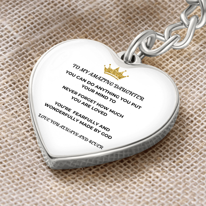 Daughter Printed Heart Keychain