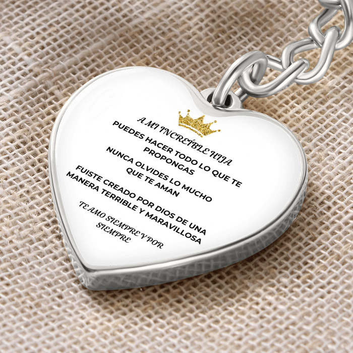 Spanish Graphic Heart Keychain
