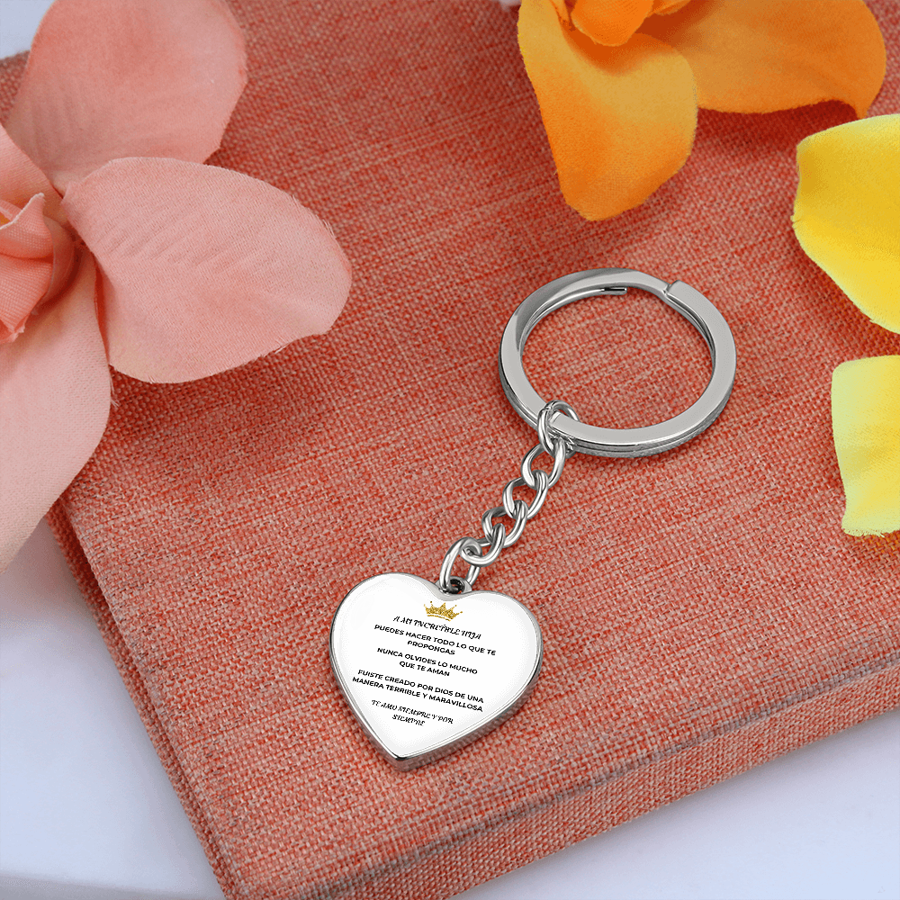 Spanish Graphic Heart Keychain