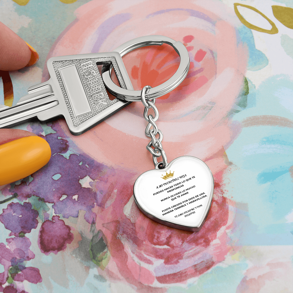Spanish Graphic Heart Keychain