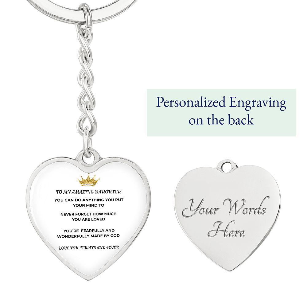 Daughter Printed Heart Keychain