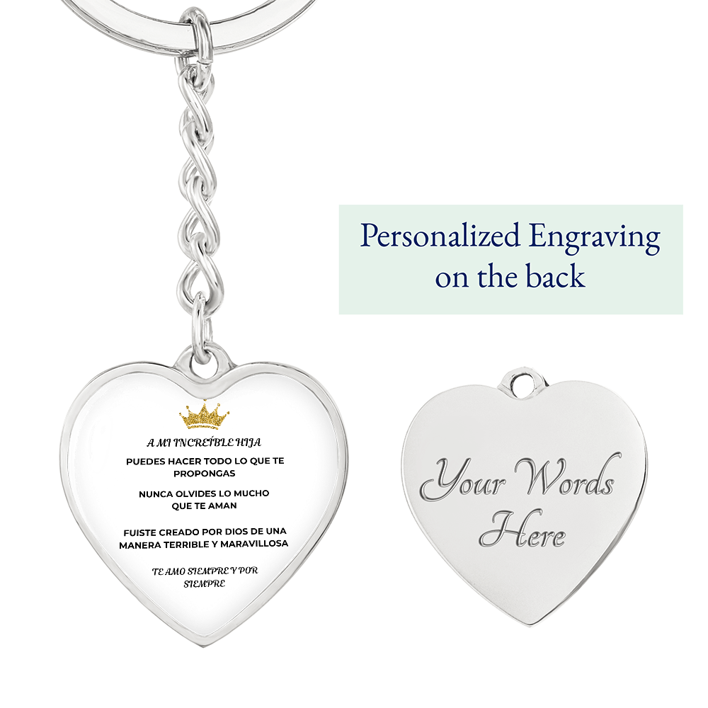Spanish Graphic Heart Keychain