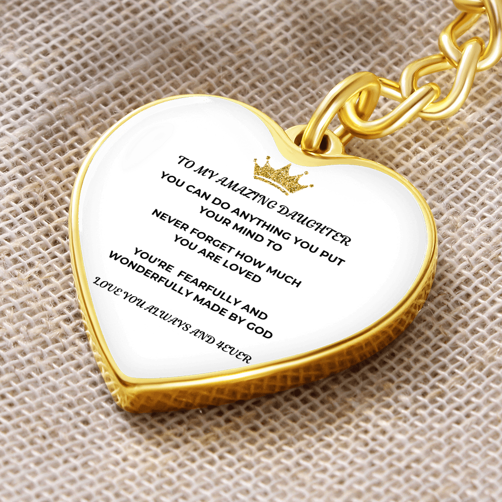 Daughter Printed Heart Keychain