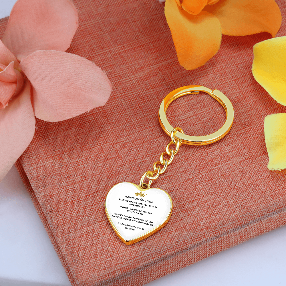Spanish Graphic Heart Keychain