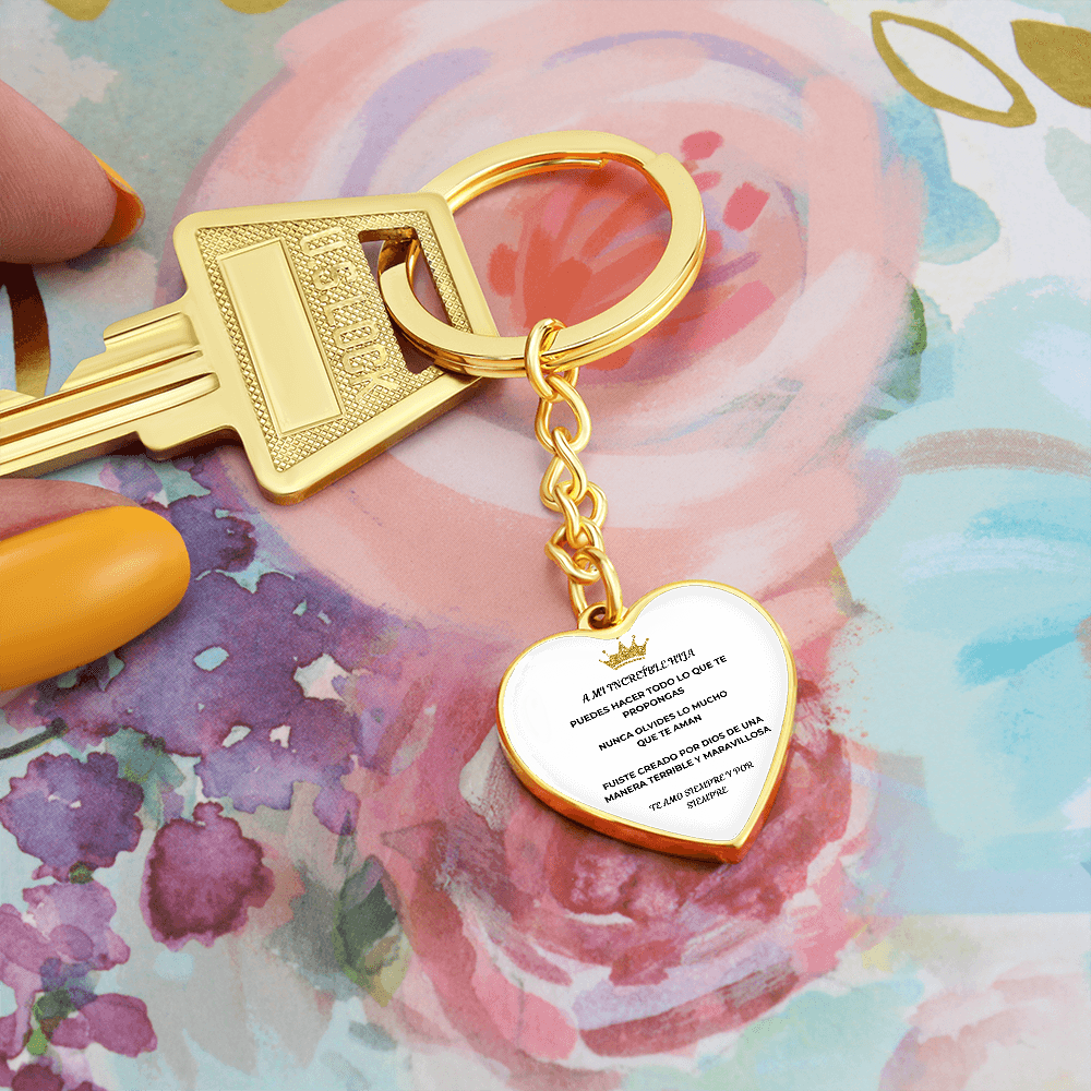 Spanish Graphic Heart Keychain