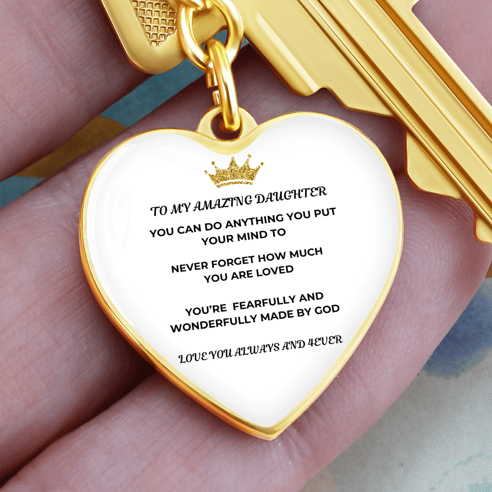 Daughter Printed Heart Keychain