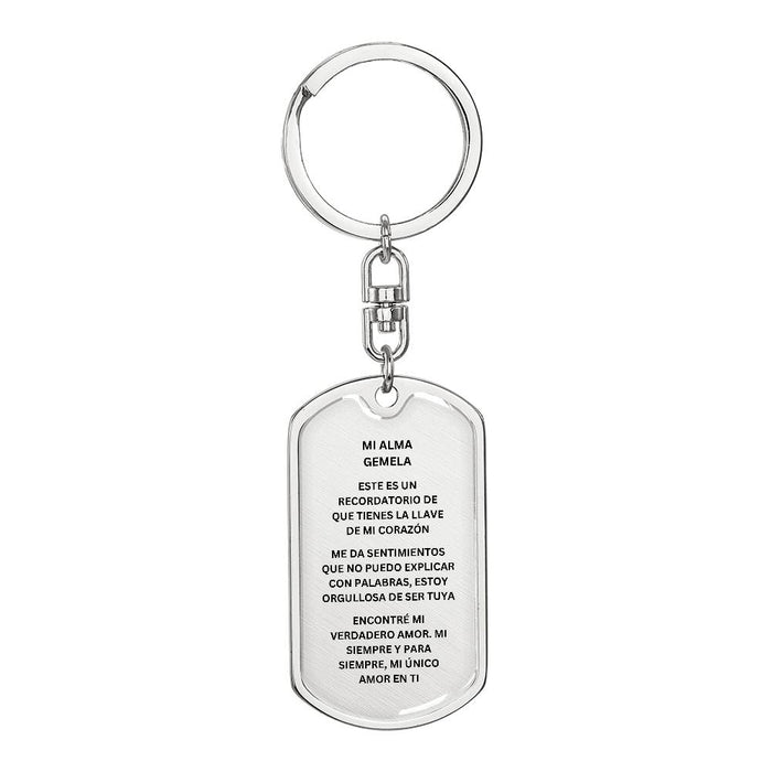 Spanish My Soulmate Dog Tag Keychain
