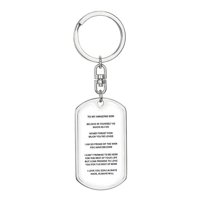 Son Graphic Dog Tag Keychain