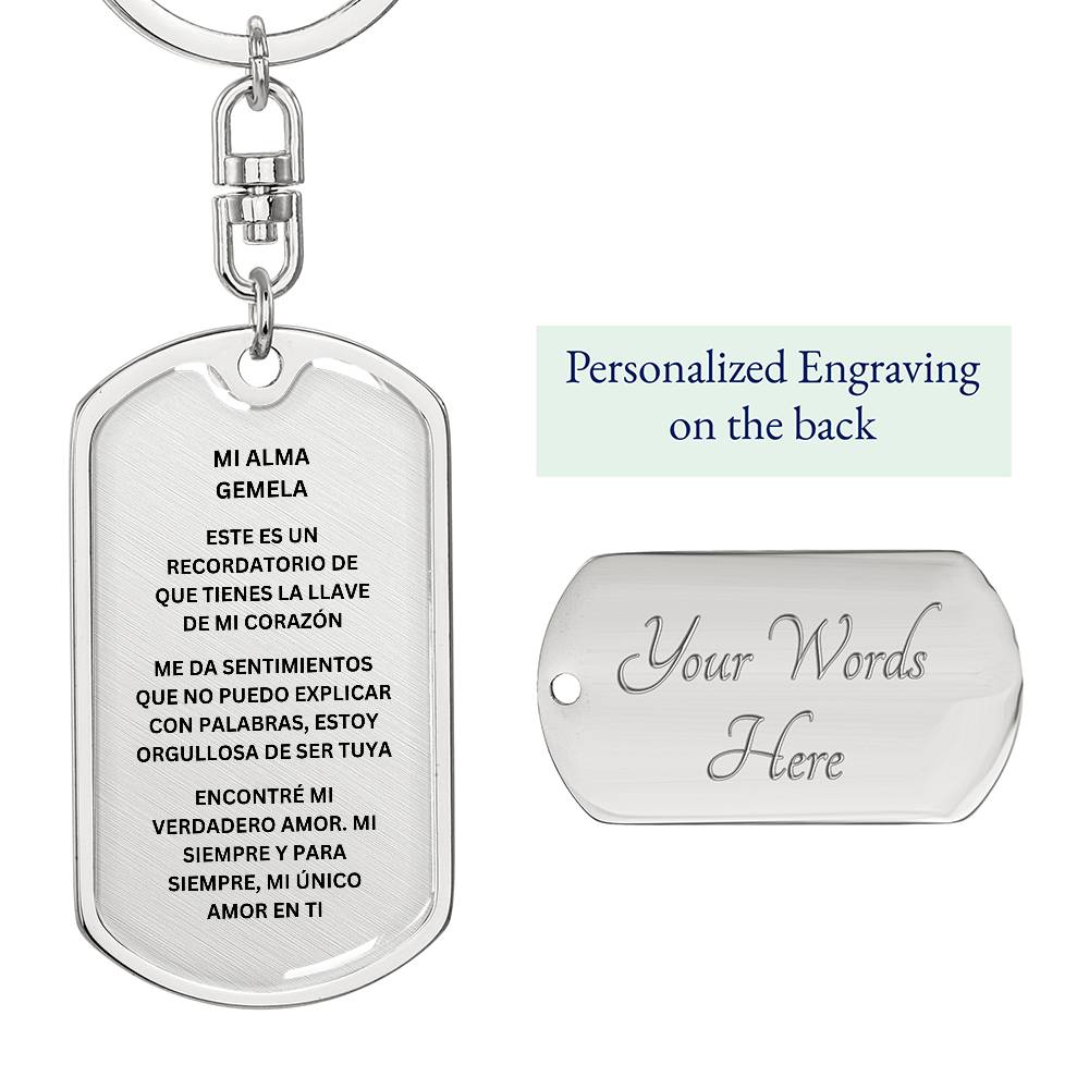 Spanish My Soulmate Dog Tag Keychain