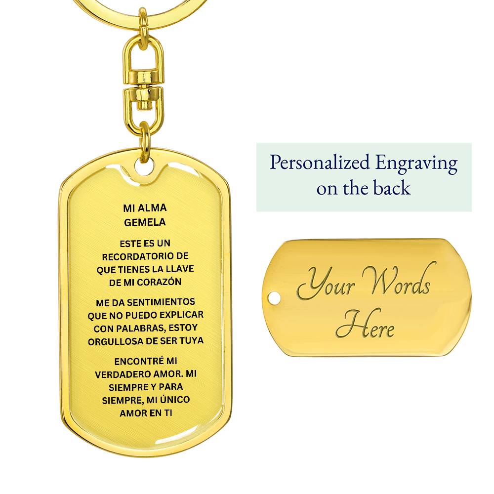 Spanish My Soulmate Dog Tag Keychain