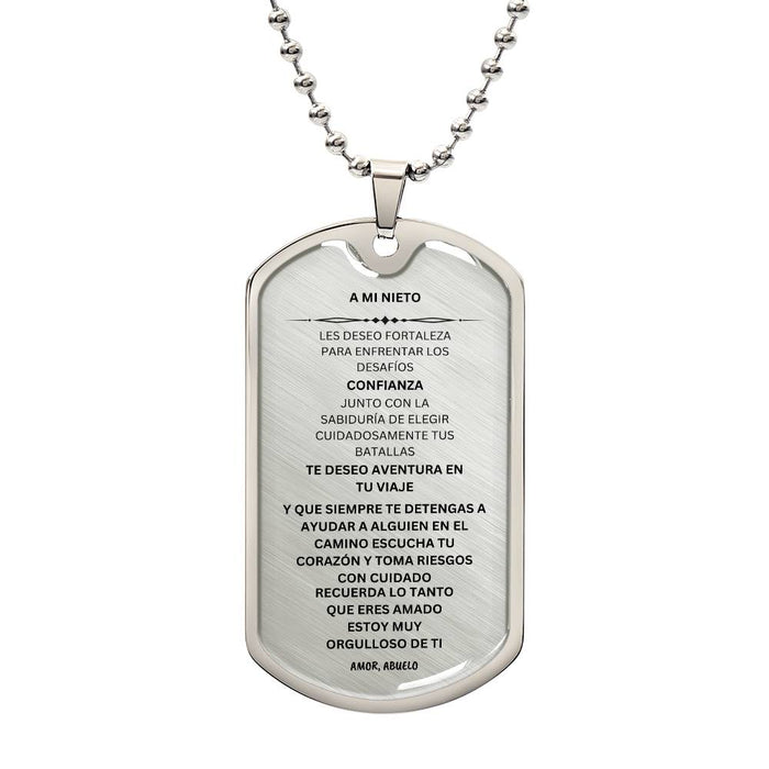 SPANISH TO MY GRANDSON DOG TAG