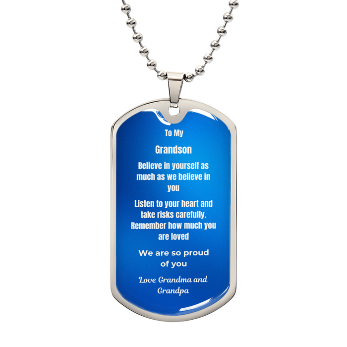 To My Grandson Dog Tag Necklace