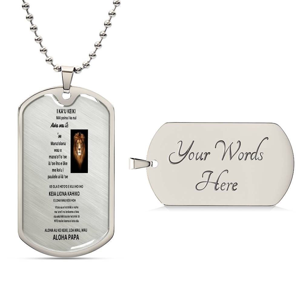 HAWAIIAN TO MY SON DOG TAG