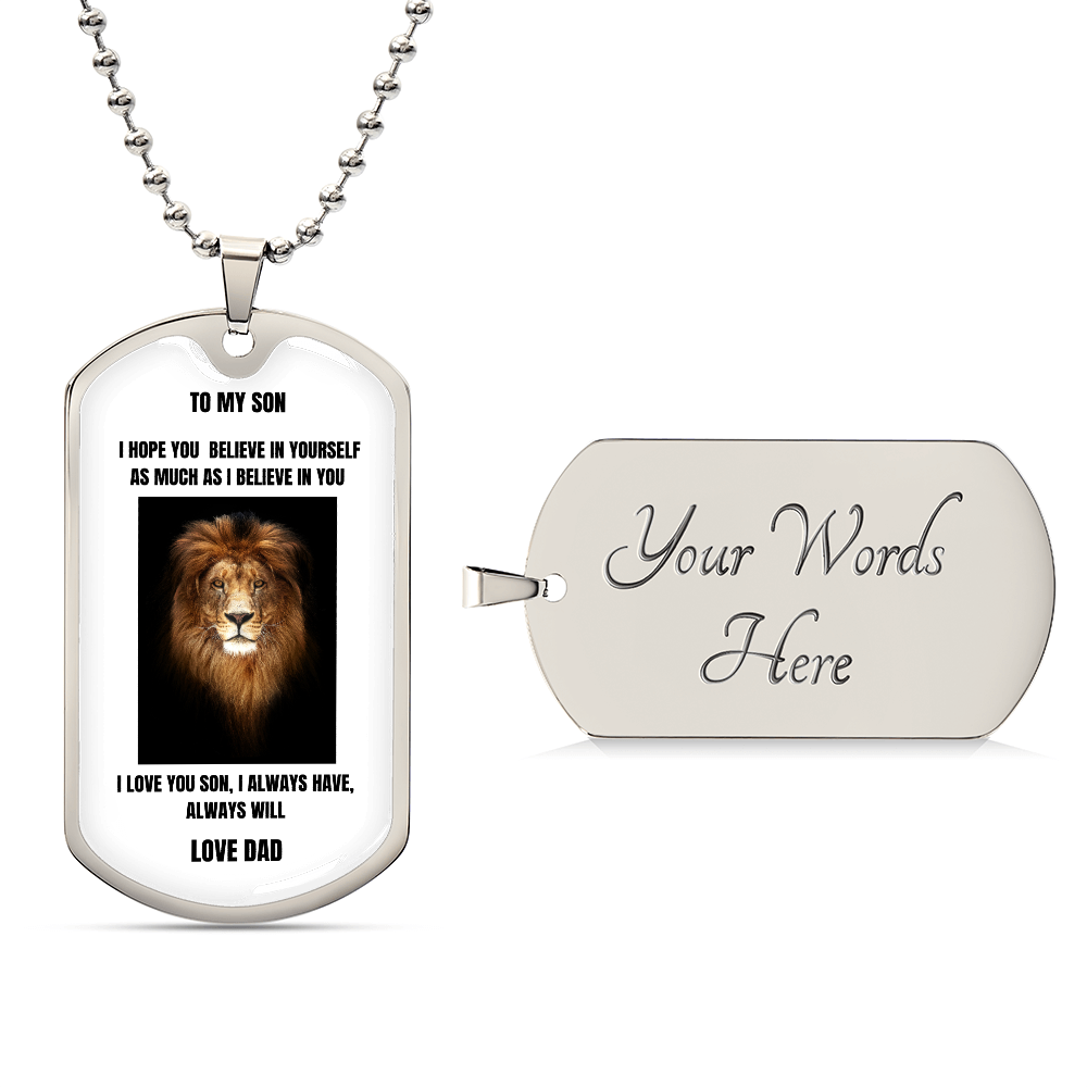 To My Son Dog Tag Necklace