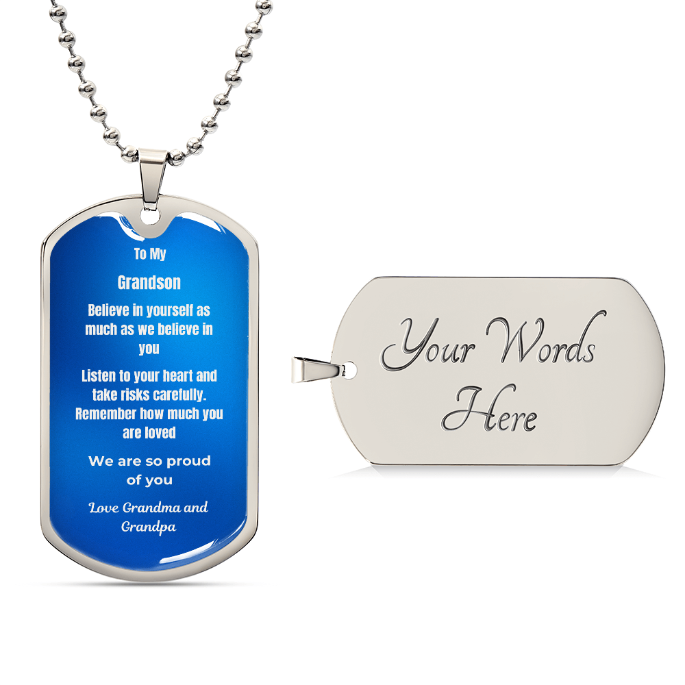 To My Grandson Dog Tag Necklace