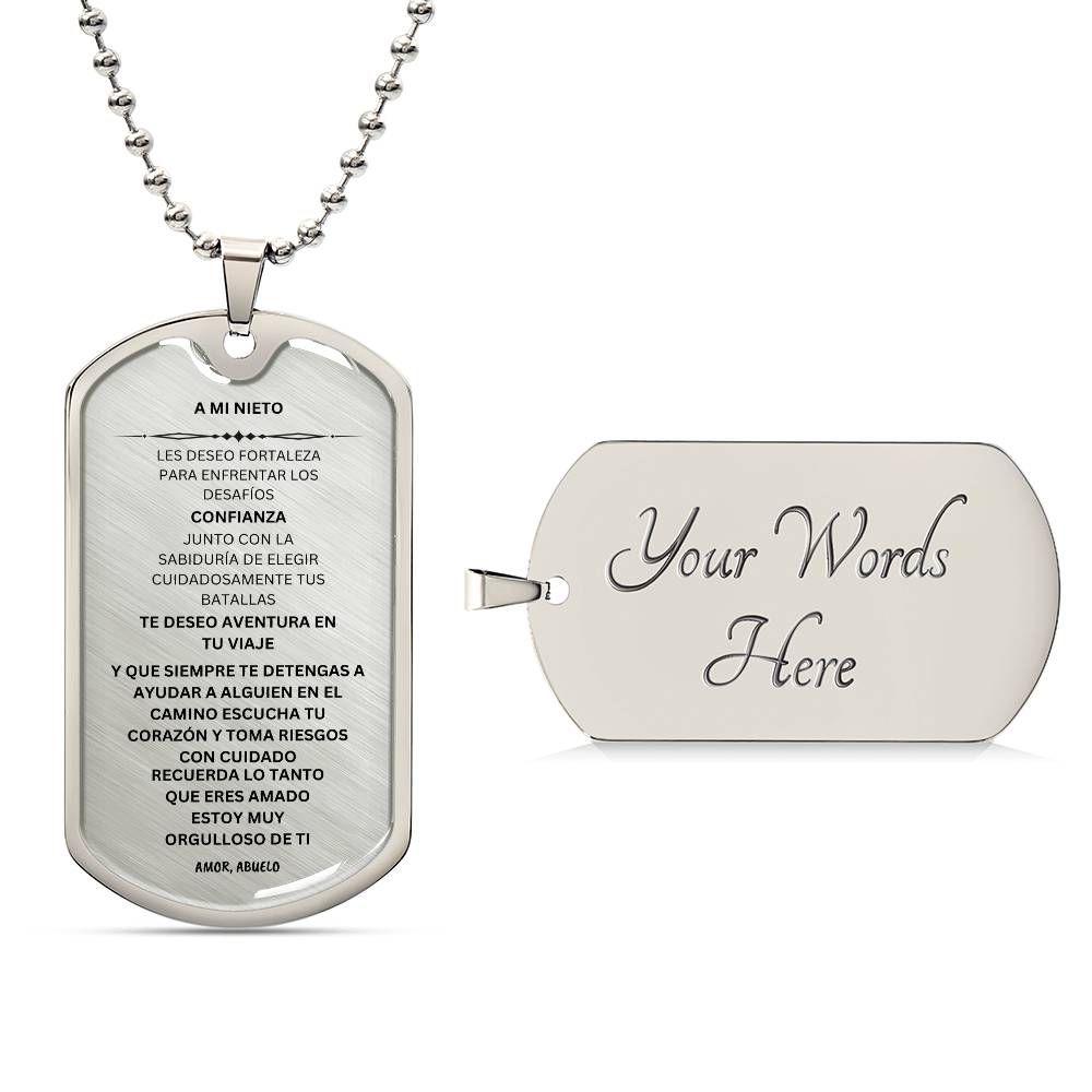 SPANISH TO MY GRANDSON DOG TAG