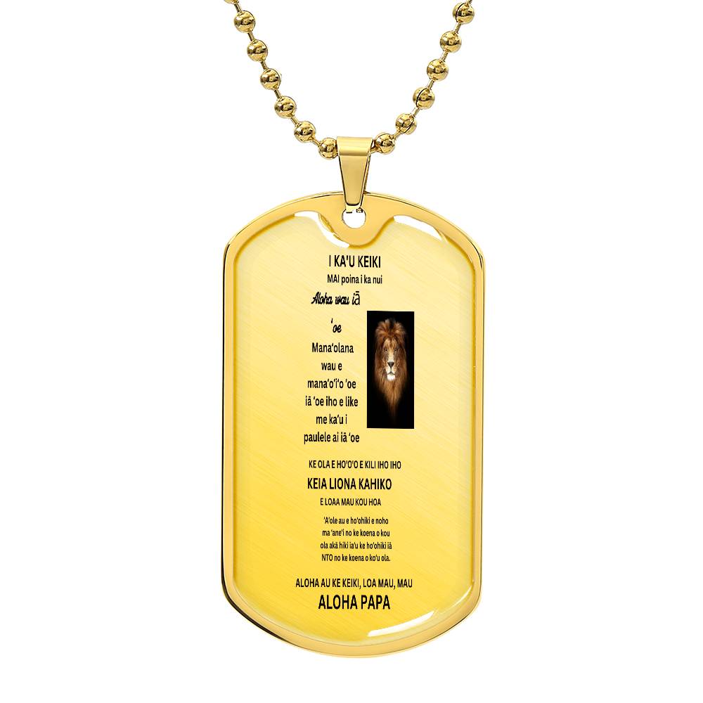 HAWAIIAN TO MY SON DOG TAG