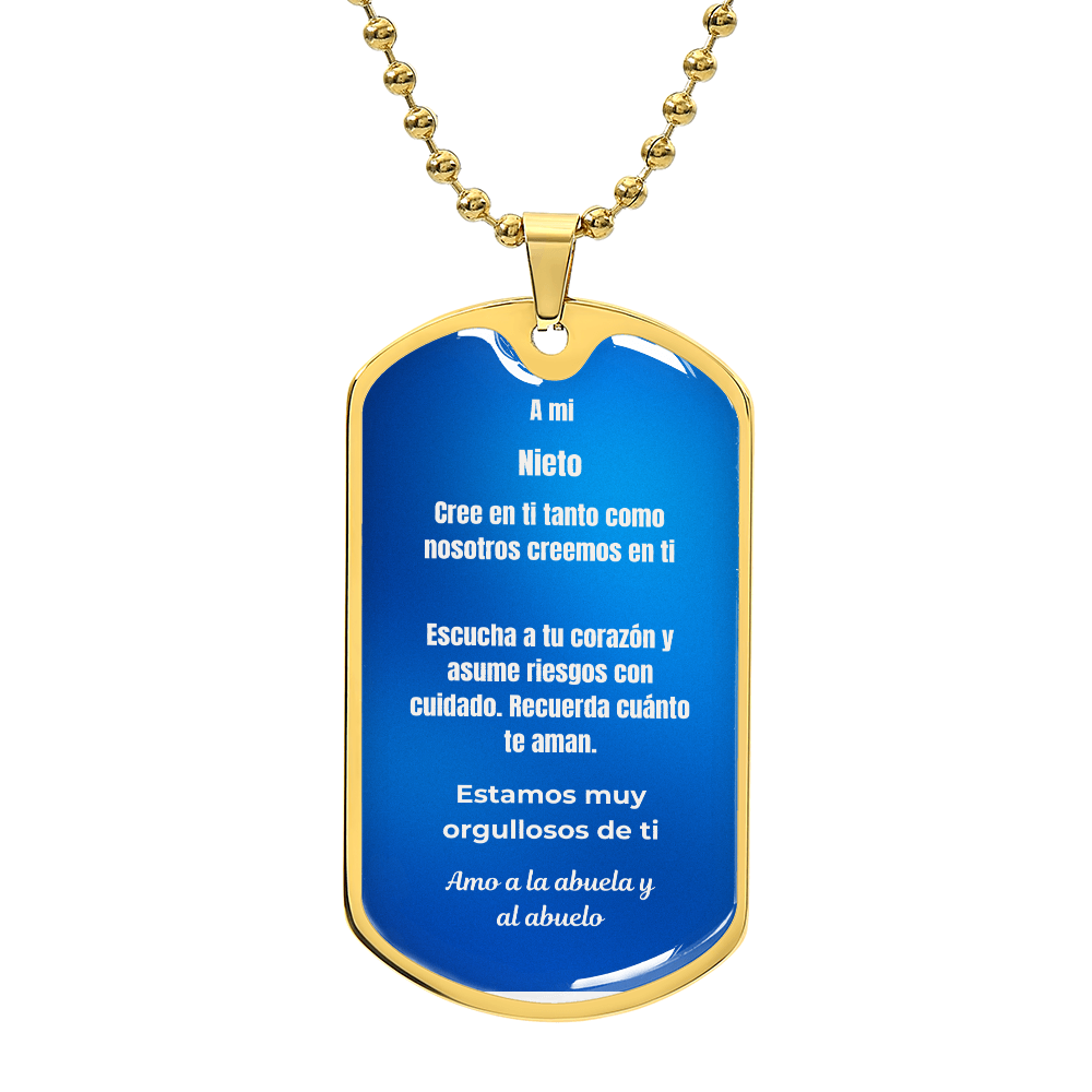To My Grandson Dog Tag Necklace Spanish