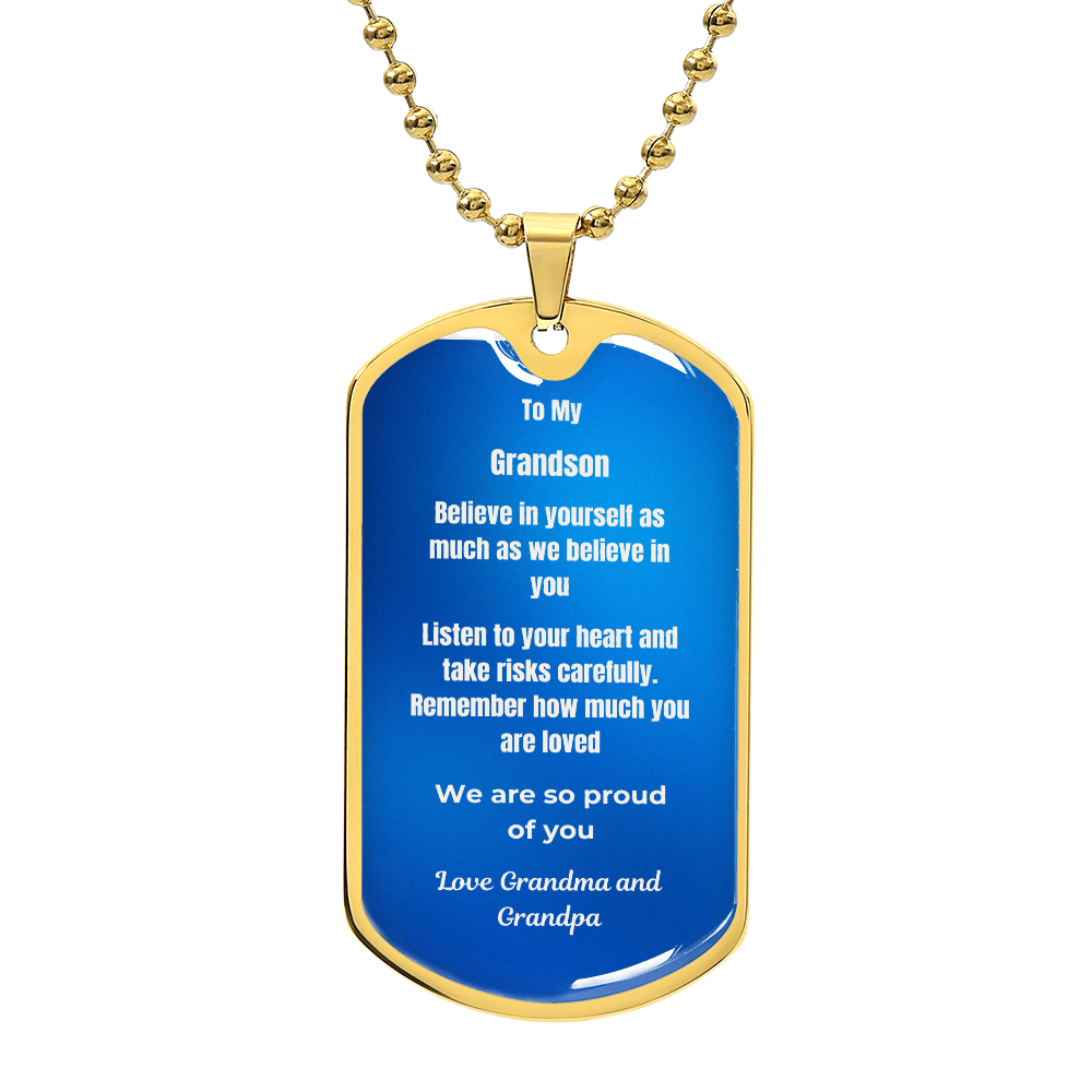 To My Grandson Dog Tag Necklace
