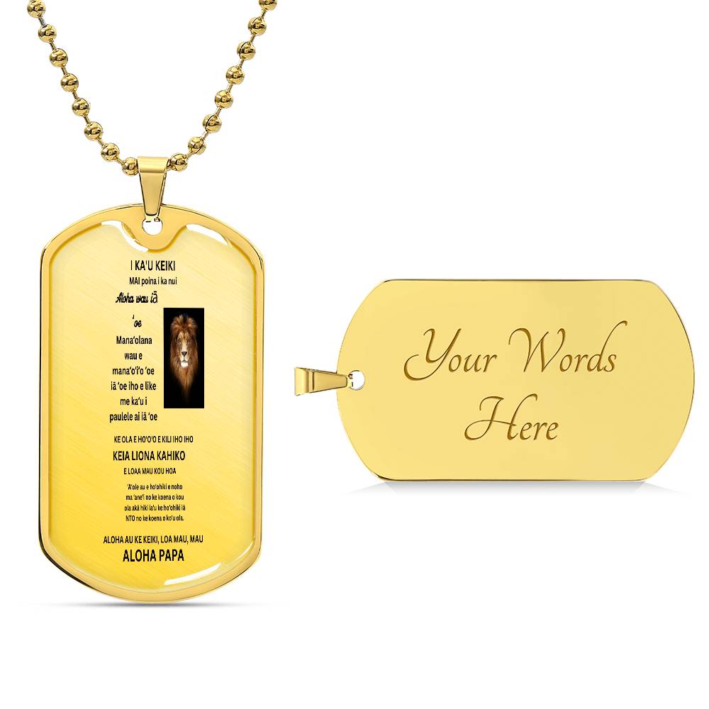 HAWAIIAN TO MY SON DOG TAG