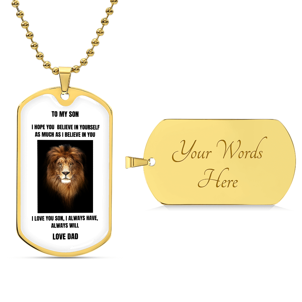 To My Son Dog Tag Necklace