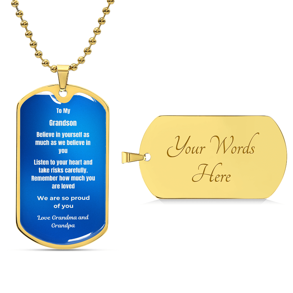 To My Grandson Dog Tag Necklace