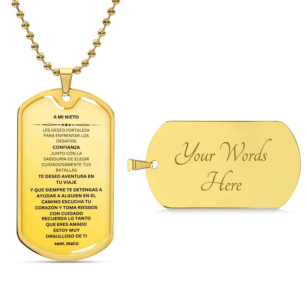 SPANISH TO MY GRANDSON DOG TAG
