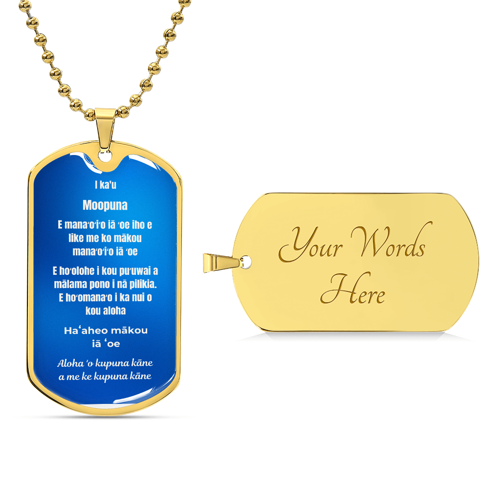 To My Grandson Dog Tag Necklace Hawaiian