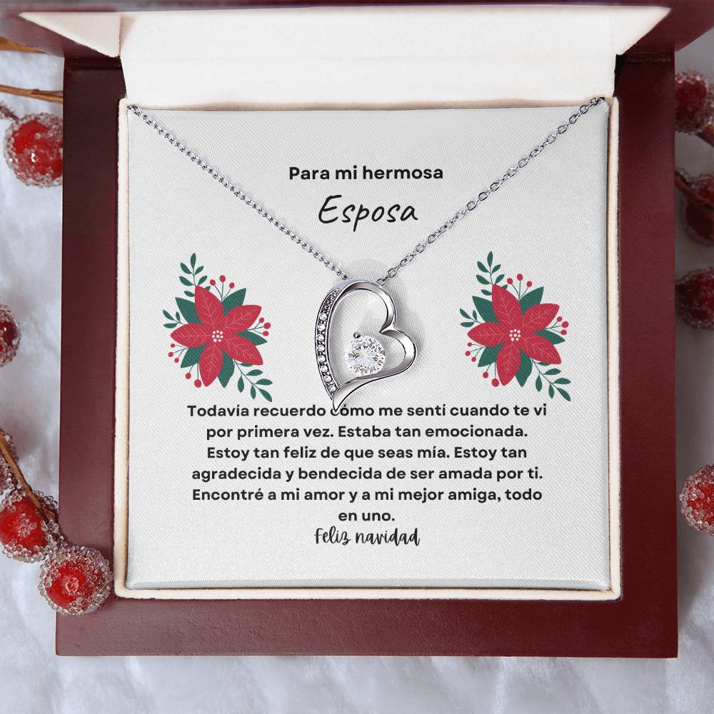 To My Beautiful Wife Merry Christmas Spanish Forever Love Necklace