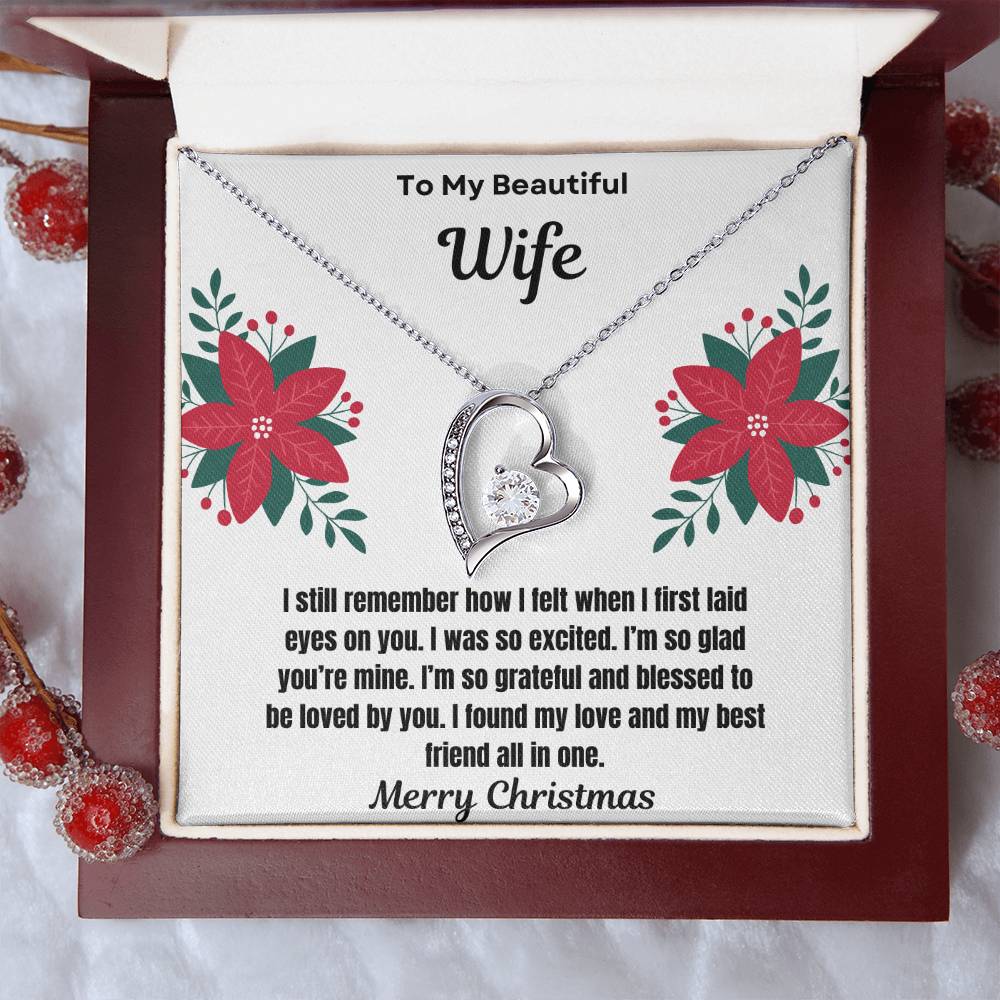 To My Beautiful Wife Merry Christmas Forever Love Necklace