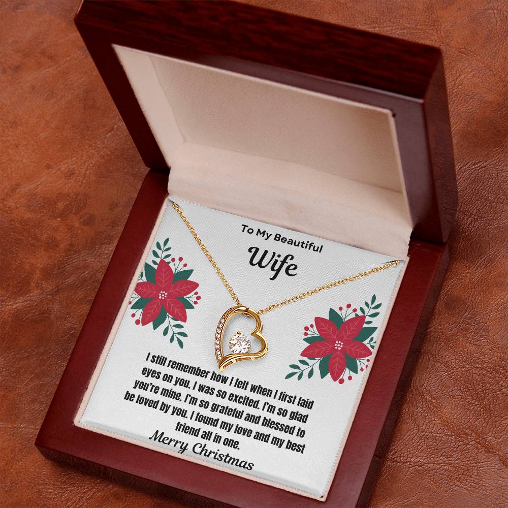 To My Beautiful Wife Merry Christmas Forever Love Necklace