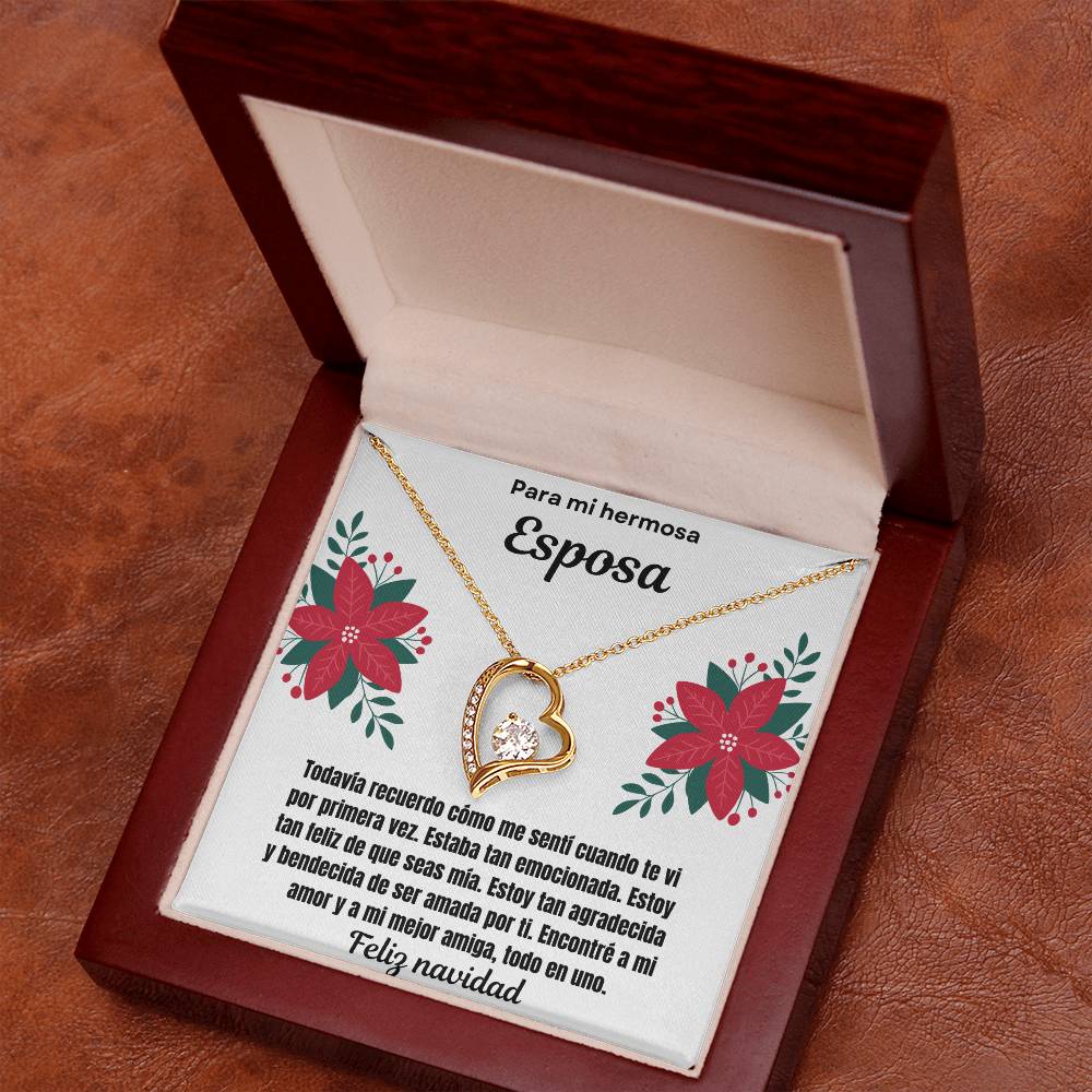 To My Beautiful Wife Merry Christmas Spanish Forever  Love Necklace