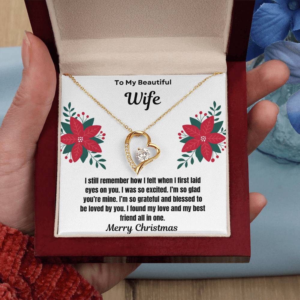 To My Beautiful Wife Merry Christmas Forever Love Necklace