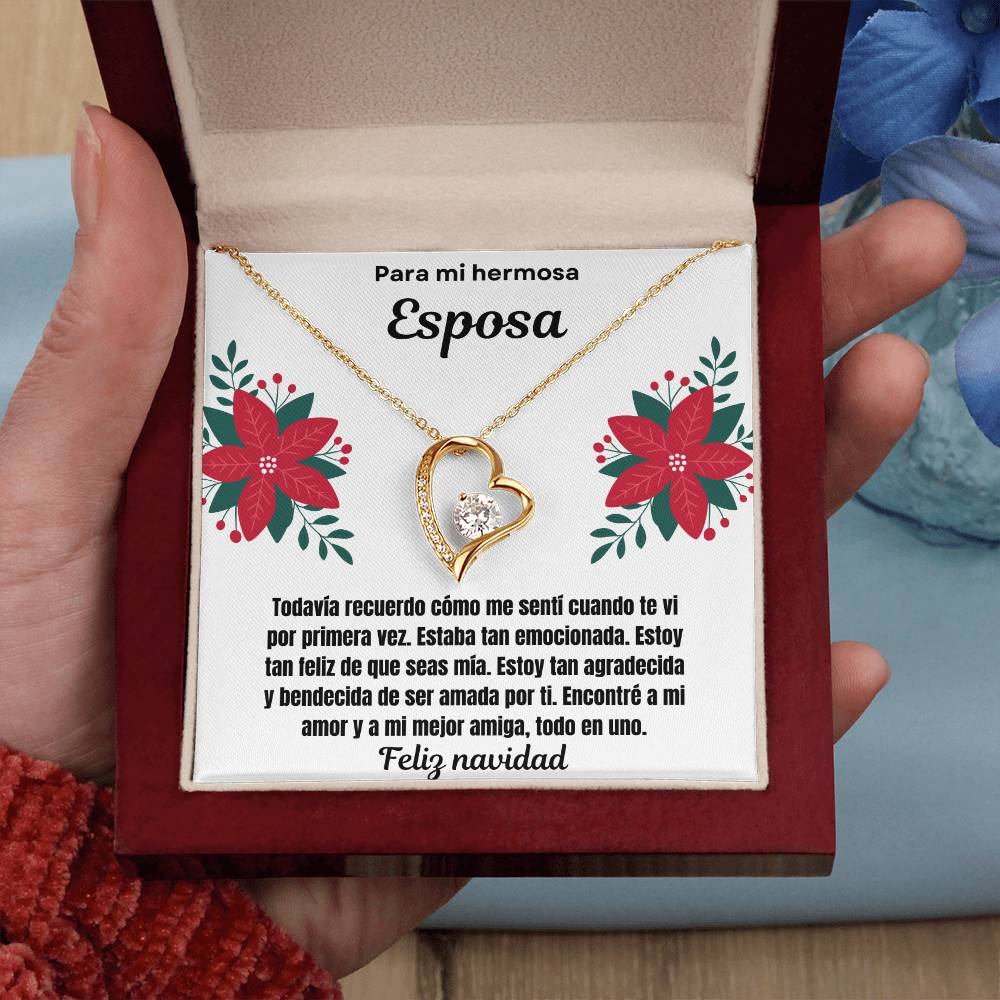 To My Beautiful Wife Merry Christmas Spanish Forever  Love Necklace