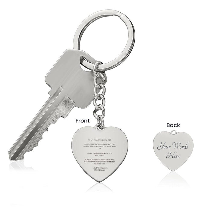 Daughter Engraved Heart Keychain