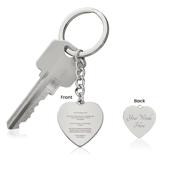 Daughter Engraved Heart Keychain