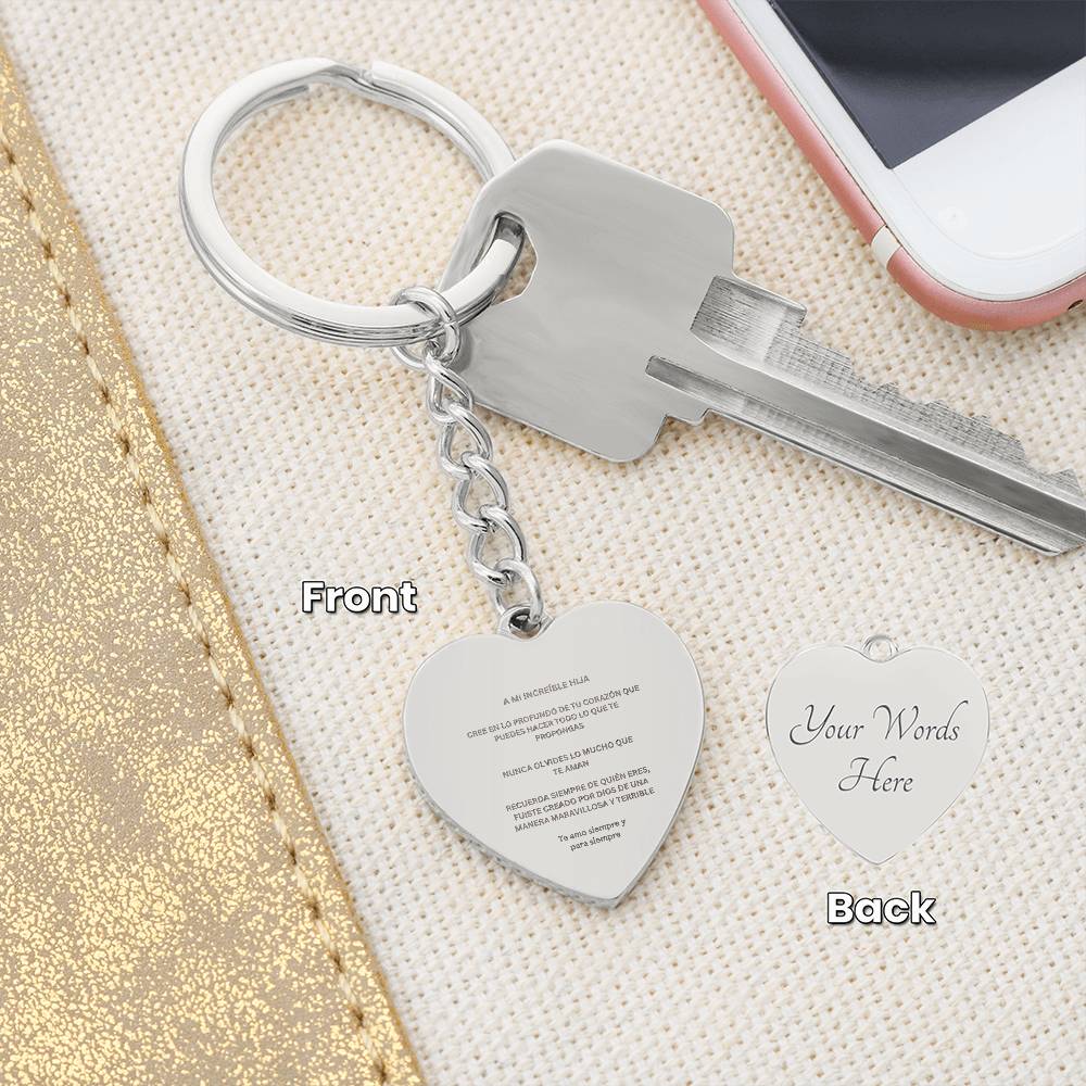 Daughter Engraved Heart Keychain