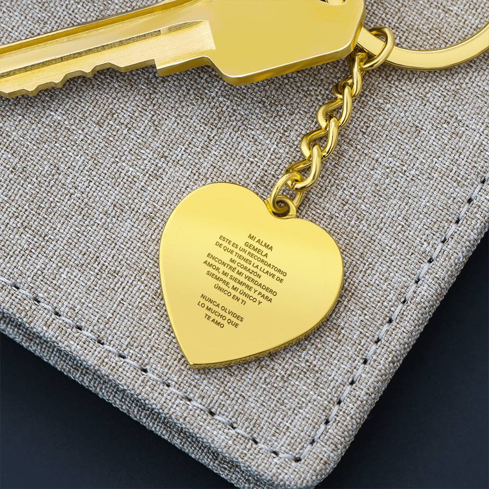 Spanish My Sioulmate Engraved Heart Keychain