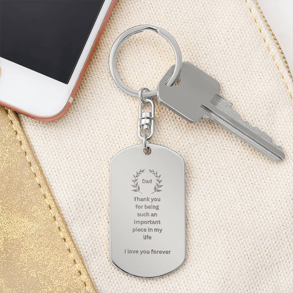 Dad Dog Tag Keychain