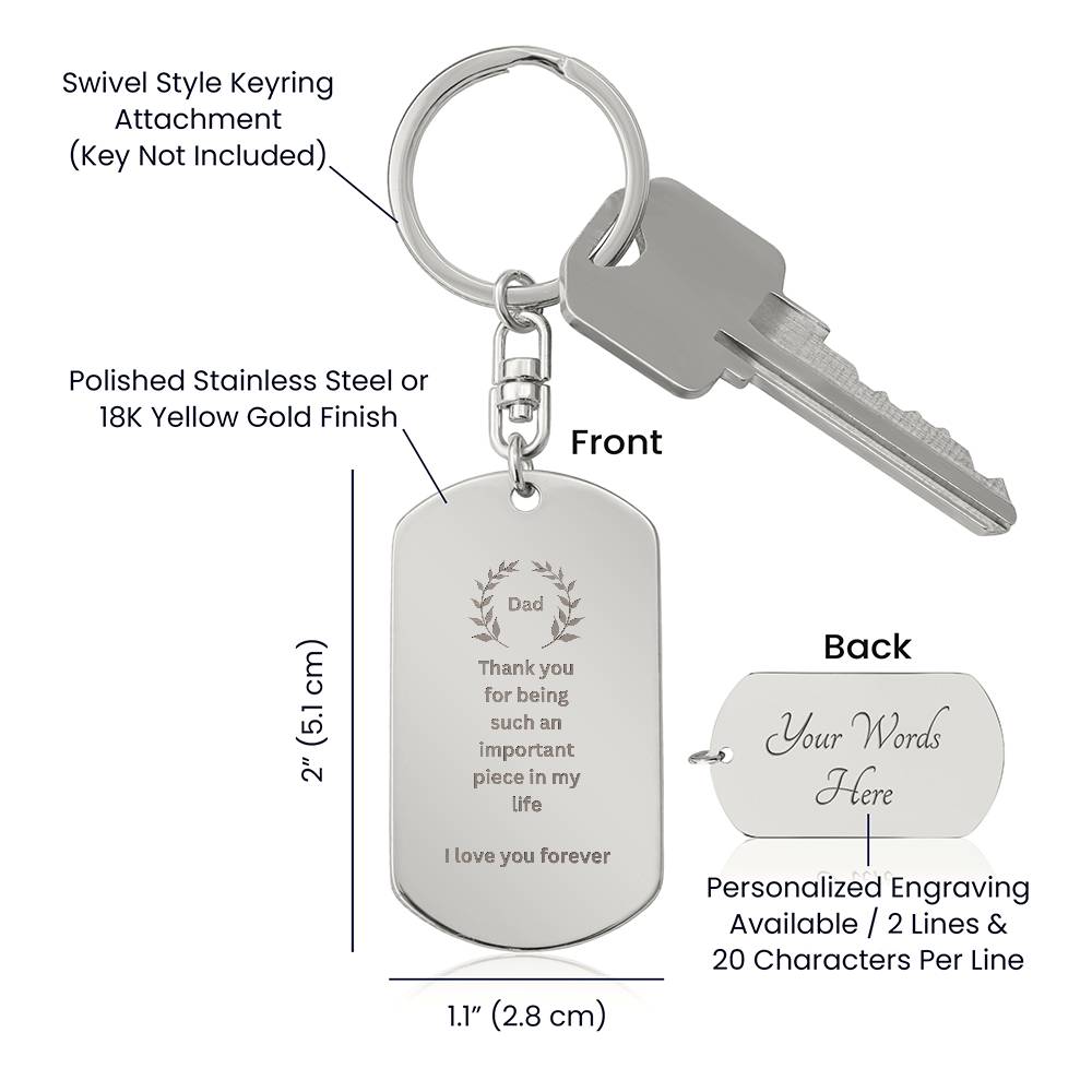 Dad Dog Tag Keychain