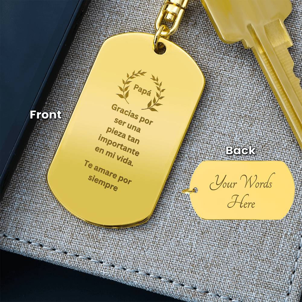 Spanish Dad Dog Tag Keychain