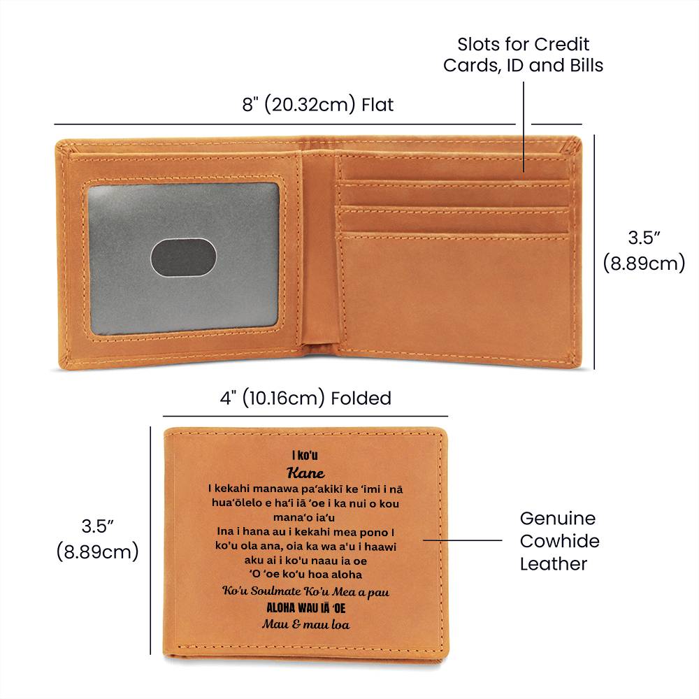 To My Husband Leather Wallet Hawaiian