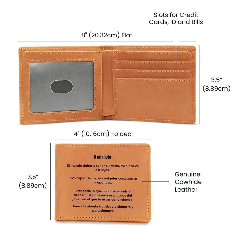 To My Grandson Leather Wallet #2 Spanish