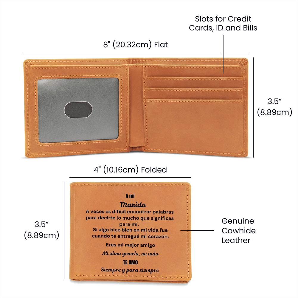 To My Husband Leather Wallet Spanish