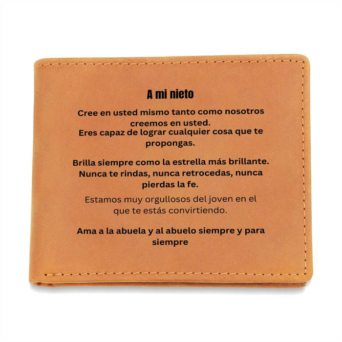 To My Grandson Leather Wallet #1 Spanish