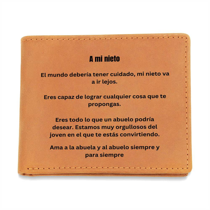 To My Grandson Leather Wallet #2 Spanish