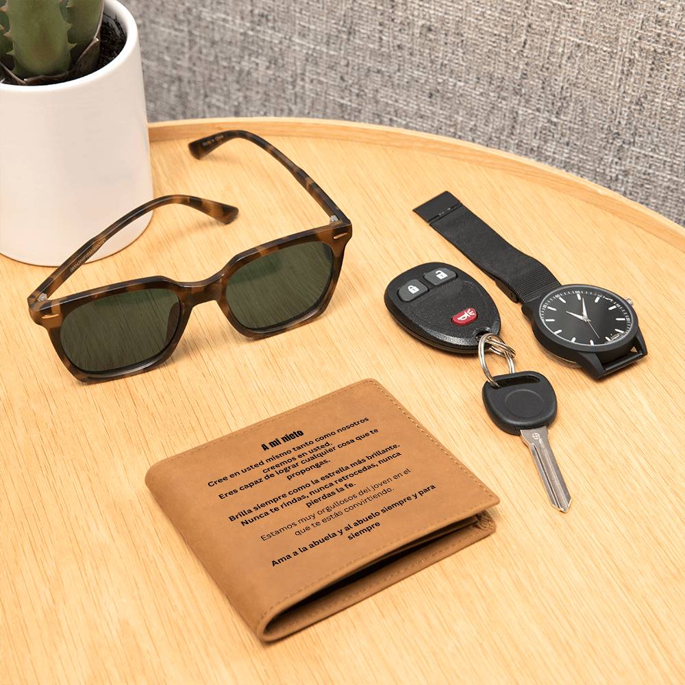 To My Grandson Leather Wallet #1 Spanish
