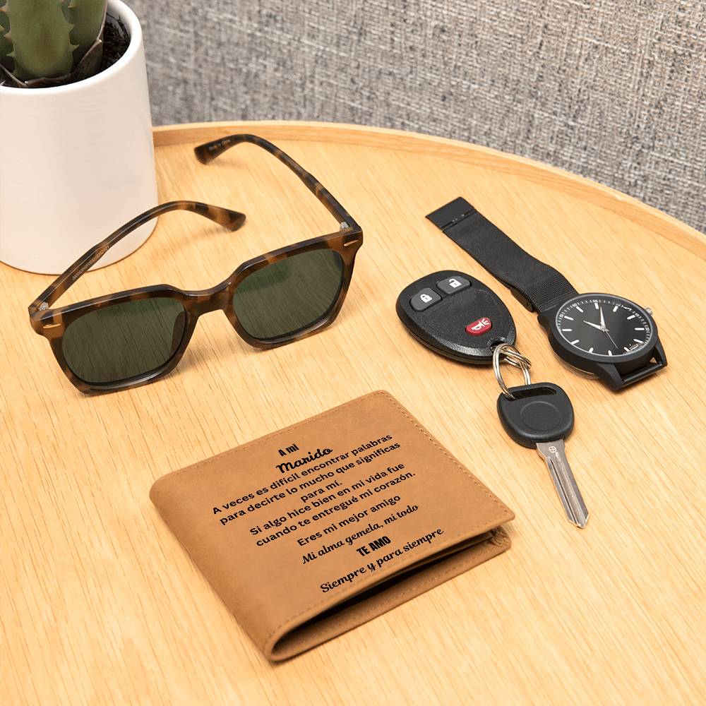 To My Husband Leather Wallet Spanish