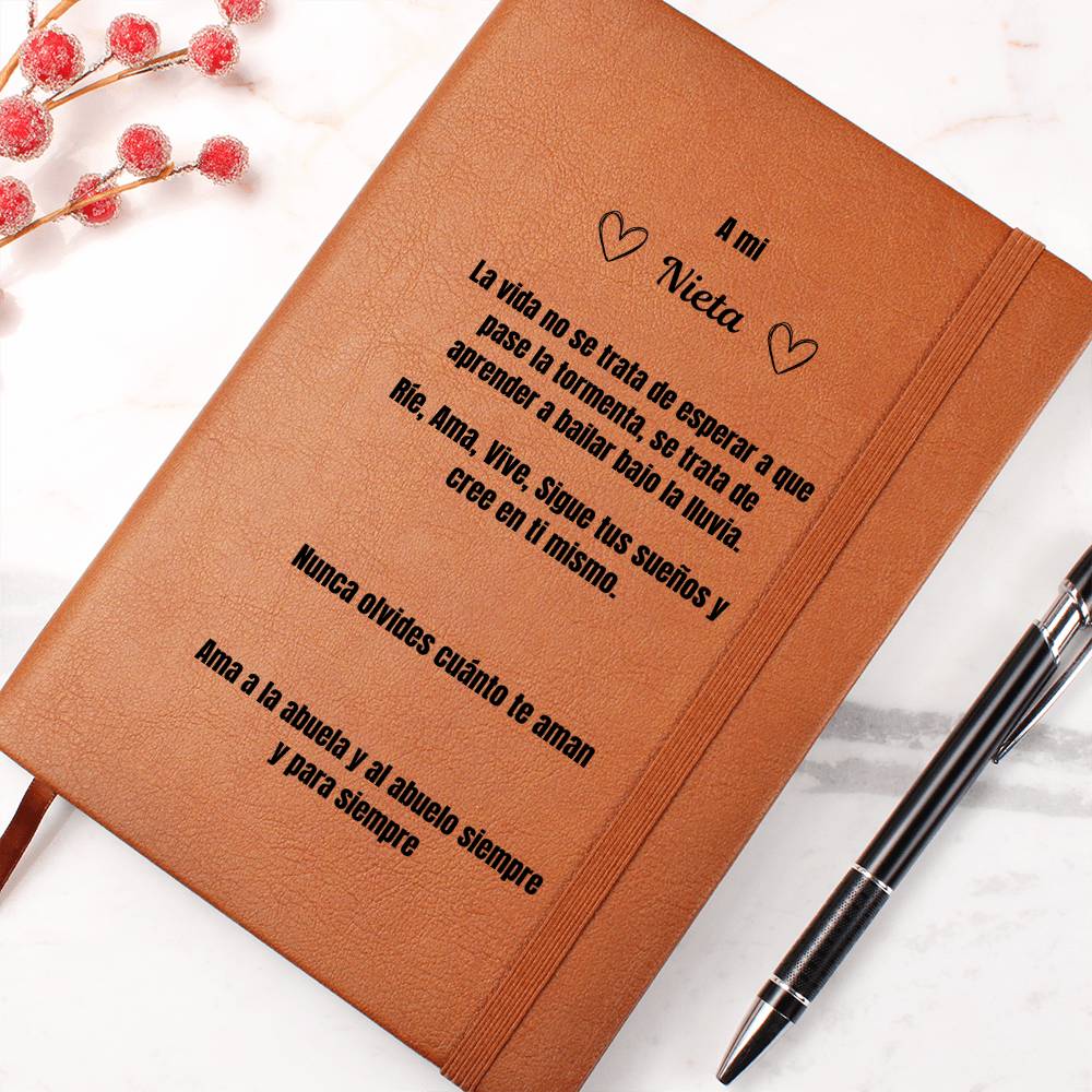 To My Granddaughter Leather Journal Love Grandma & Grandpa Spanish